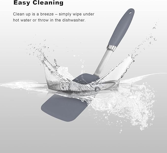 5-Piece Silicone Spatulas Set with Tongs, 446°F Heat Resistant, Grey
