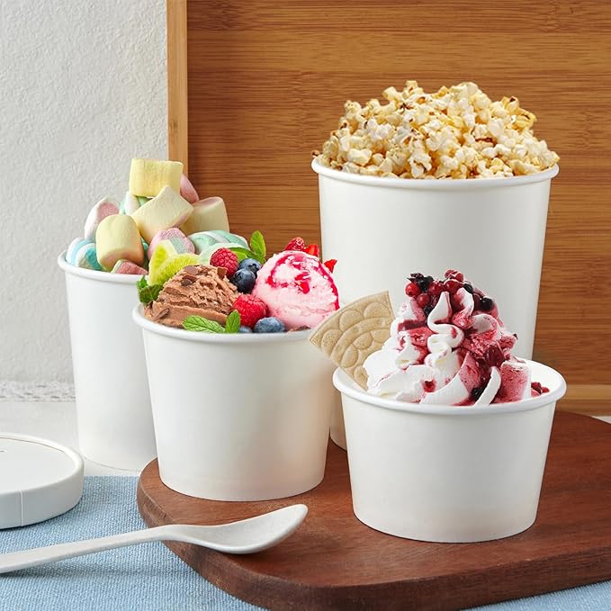 JOLLY PARTY 50pack 12oz Paper Soup Containers with Lids Disposable Food Cup