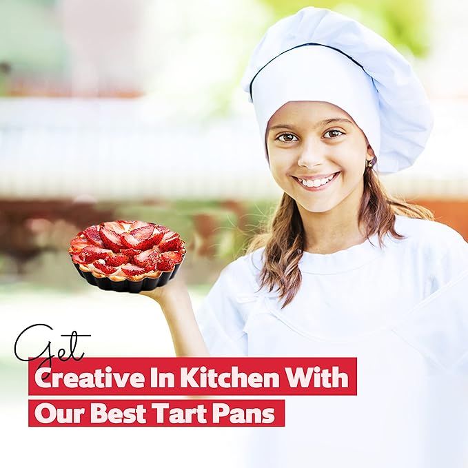 FIDZ PAN 8 Pack Mini Tart Pans 4 Inch with Removable Bottom Round Nonstick Deep Quiche Pan, Heavy Duty Perfect for Baking Fruit Tarts, Quiches & Dessert