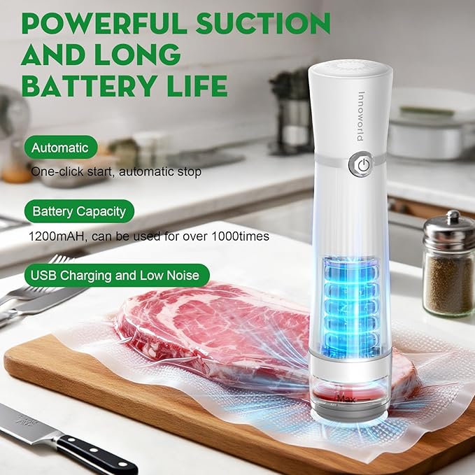 3-in-1 Compact Handheld Vacuum Sealer for Food (Bag, Mason Jar,Wine Bottle)