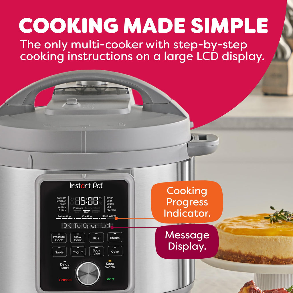 Instant Pot, 8-Quart Whisper Quiet 9-in-1 Electric Pressure Cooker, Slow Rice Cooker, Steamer, Sauté, Yogurt Maker, Warmer & Sterilizer, App With Over 800 Recipes, Stainless Steel, Duo Plus