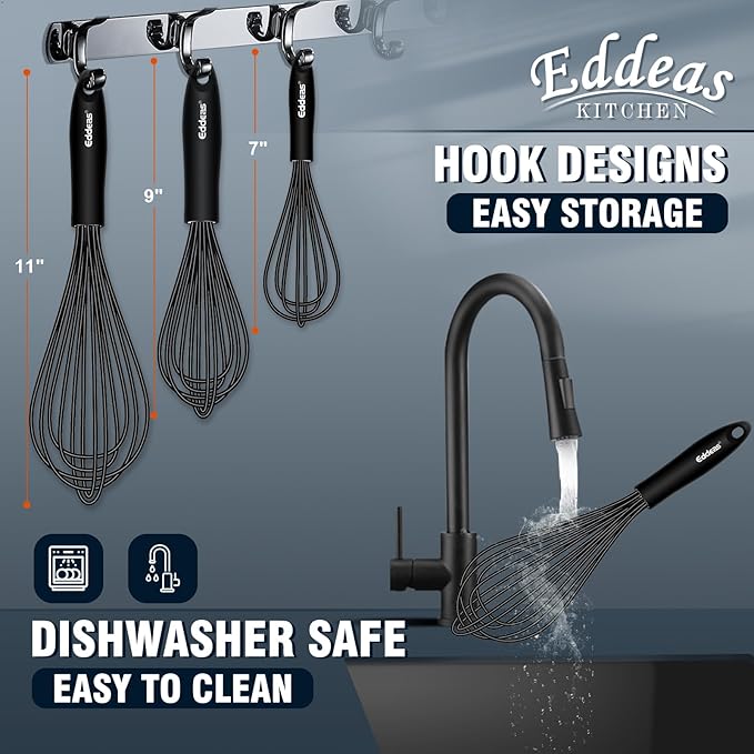 Whisks For Cooking Up To 500°F Silicone Whisk tool Non-Scratch