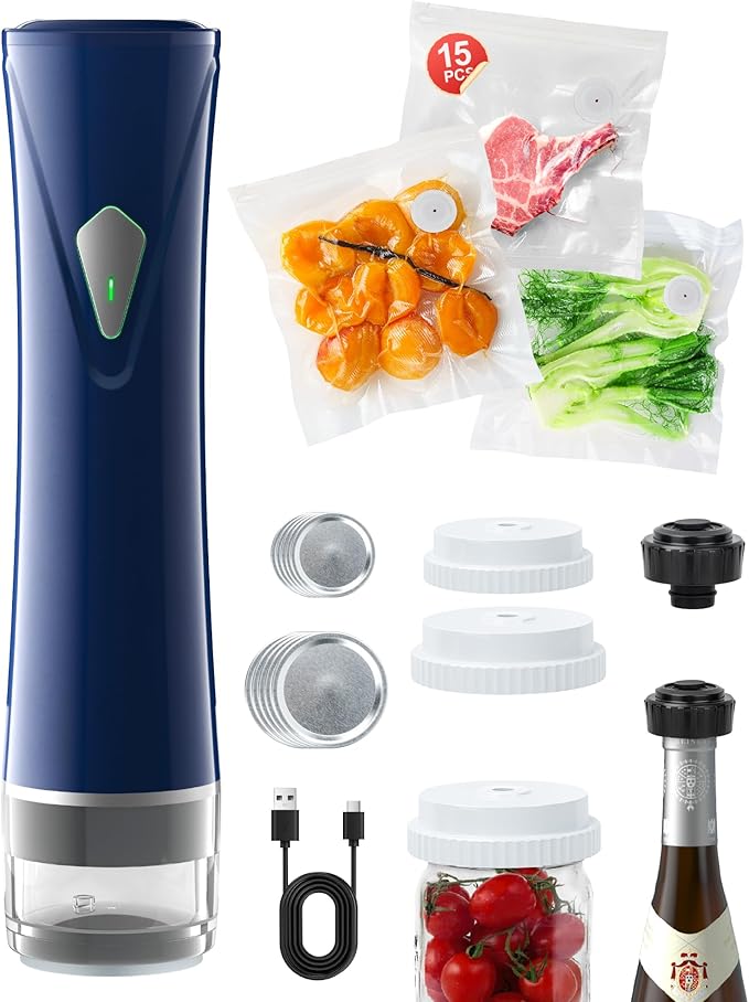 GPUTEK 3-in-1 Compact Vacuum Sealer for Food with Bags & Mason Jar Kit