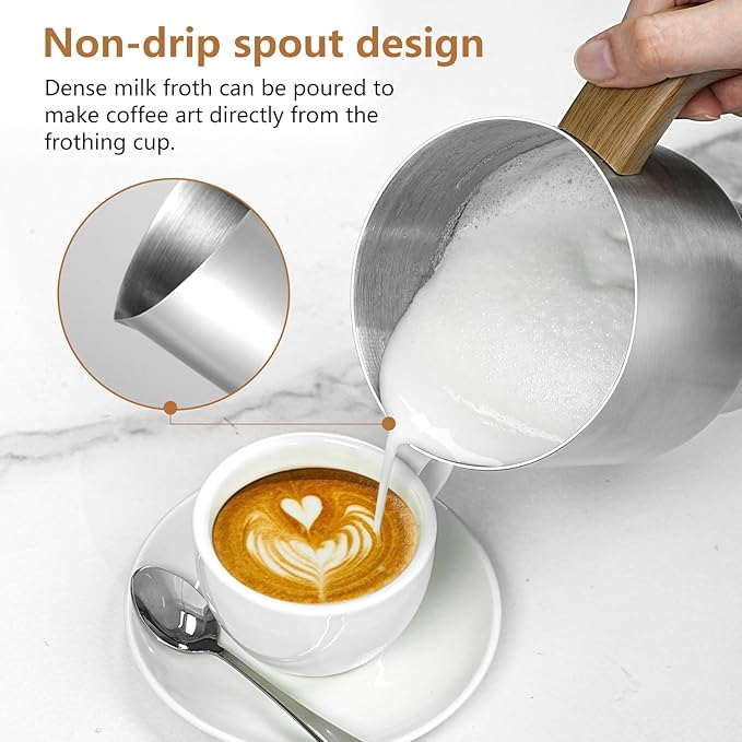 AMZCHEF 8-IN-1 Milk Frother and Steamer 550 Watts, 21 oz Split Stainless Steel Automatic Steamer, Milk's Warmer for Latte, Cappuccino, Hot and Cold Froth, Heated Milk, Hot Chocolate, Baby Food, Black