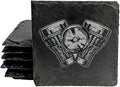 Bold V-Twin Motorcycle Engine Slate Coasters Set of 8 – Square – USA Made