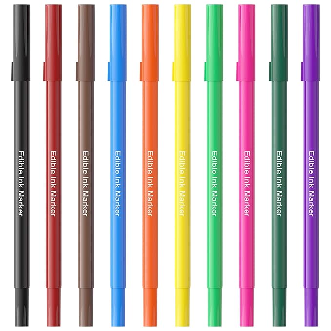 Jewem Edible Markers Food Coloring Pens 10Pcs Double Sided 0.5mm Tip
