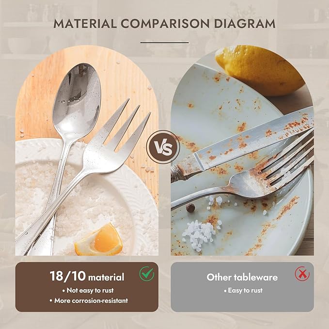 12-Piece Teardrop Serving Utensils Set, 18/10 Stainless Steel Utensils