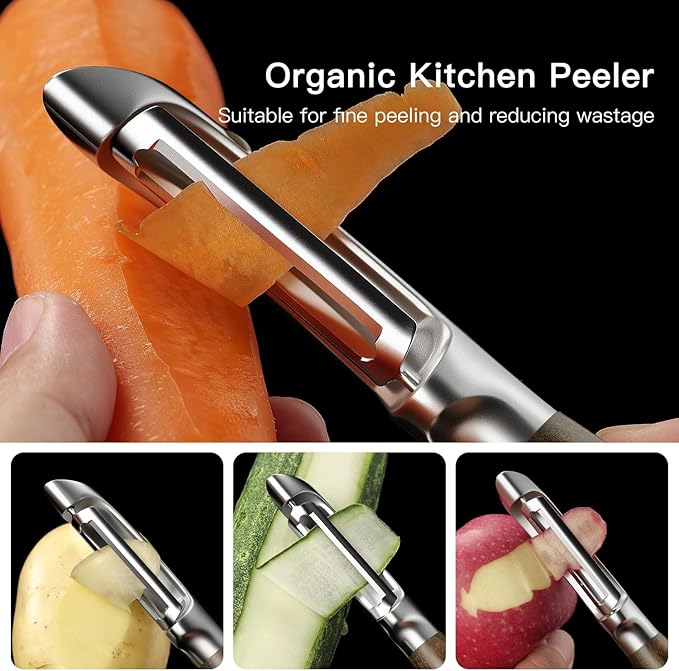 Vegetable Peeler, Swivel 304 Steel Blade, Wood Handle, Black Walnut