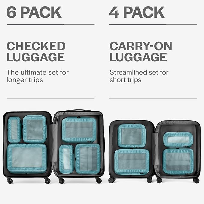 Aerotrunk Compression Packing Cubes for Travel, 6-Pack, Teal
