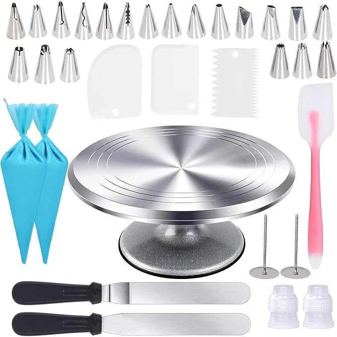 Uten Cake Decorating Supplies Kit 33pcs, Aluminium Cupcake Stand Turntable