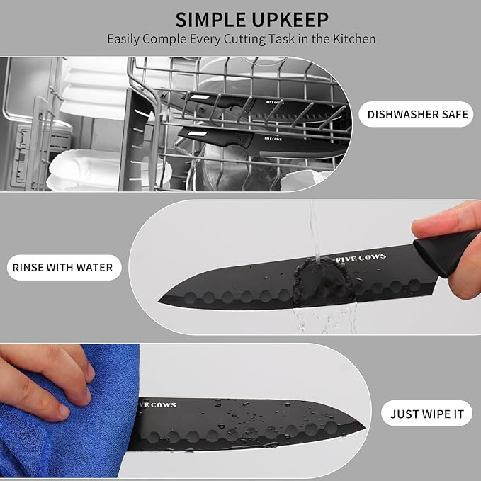FIVE COWS Premium 12-Piece Kitchen Knives Set with Universal Knife Block
