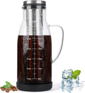 CHDEXU Airtight Cold Brew Coffee Maker Pitcher 51oz, Glass Iced Coffee Maker Pitcher with Removable Stainless Steel Filter and Non-Slip Base, 1.5L Iced Tea Maker