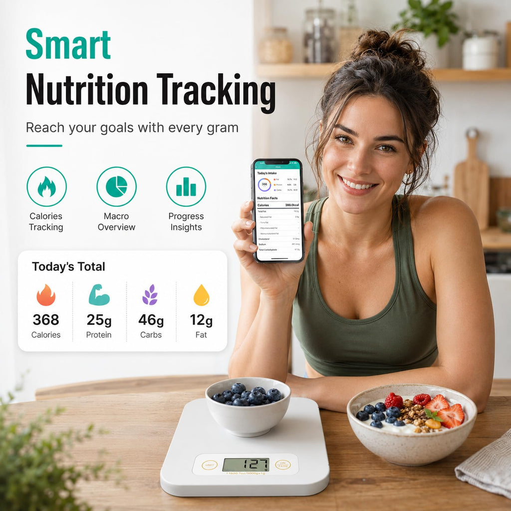 URAMAZ Smart Food Scale with Nutritional Calculator, Digital Kitchen Scale with Bluetooth App for Weight Loss, Food Weight Scale for Diet, Keto, Macro, Calories Counting, Tracking, 11lb