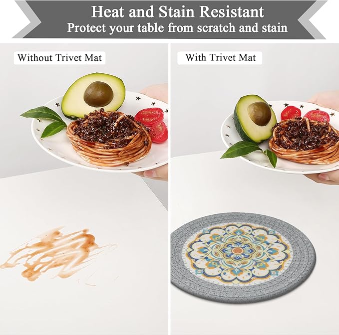SHACOS 8 Inches Trivets for Hot Dishes, Floral Pattern Trivet Mats 4 Pieces