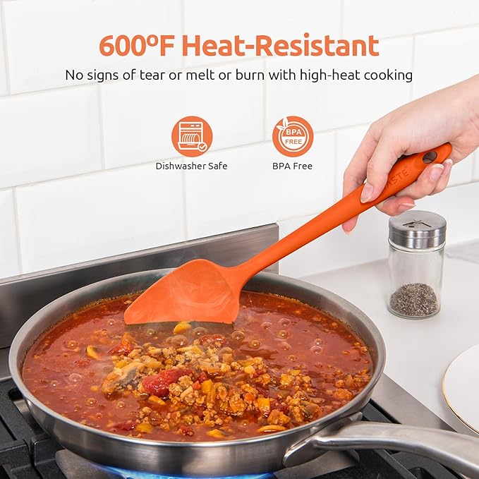 U-Taste Silicone Spatula Set, 600ºF High Heat Resistant, 3-Pcs, Colorful