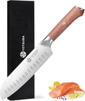YOTSUBA 7" Santoku Japanese Chef Knife – Forged High Carbon Stainless Steel (HRC 56±2) – Precision Edge & Long-Lasting – Ergonomic Rosewood Kitchen Knife Handle – Gift for Home Cooks and Pro Chefs
