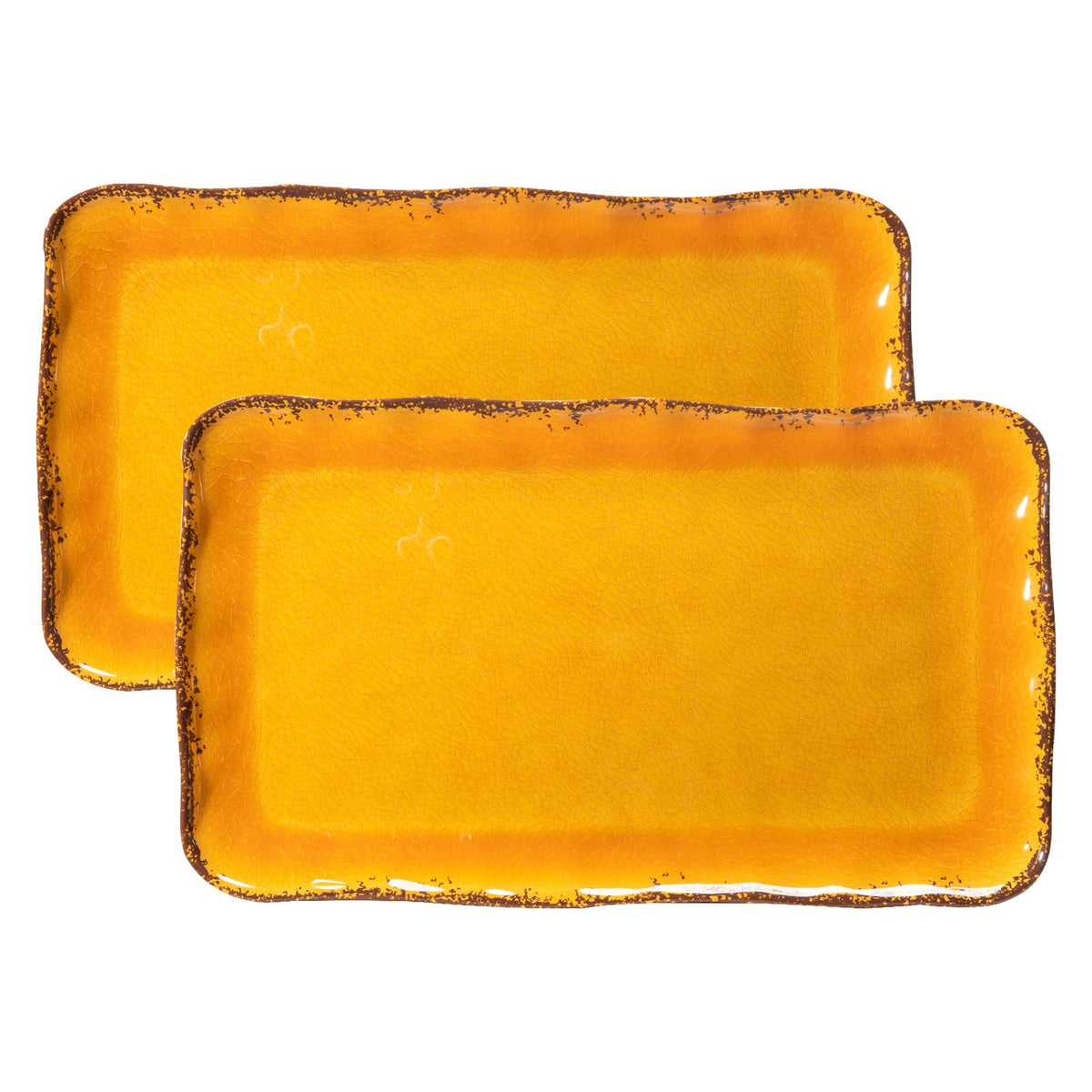 LEHAHA Farmhouse Large Serving Platters, 2 Piece Melamine Dinnerware Set, 17.5 x 10 Inches Vintage Serving Tray, Rectangle White Rustic Trays Set of 2
