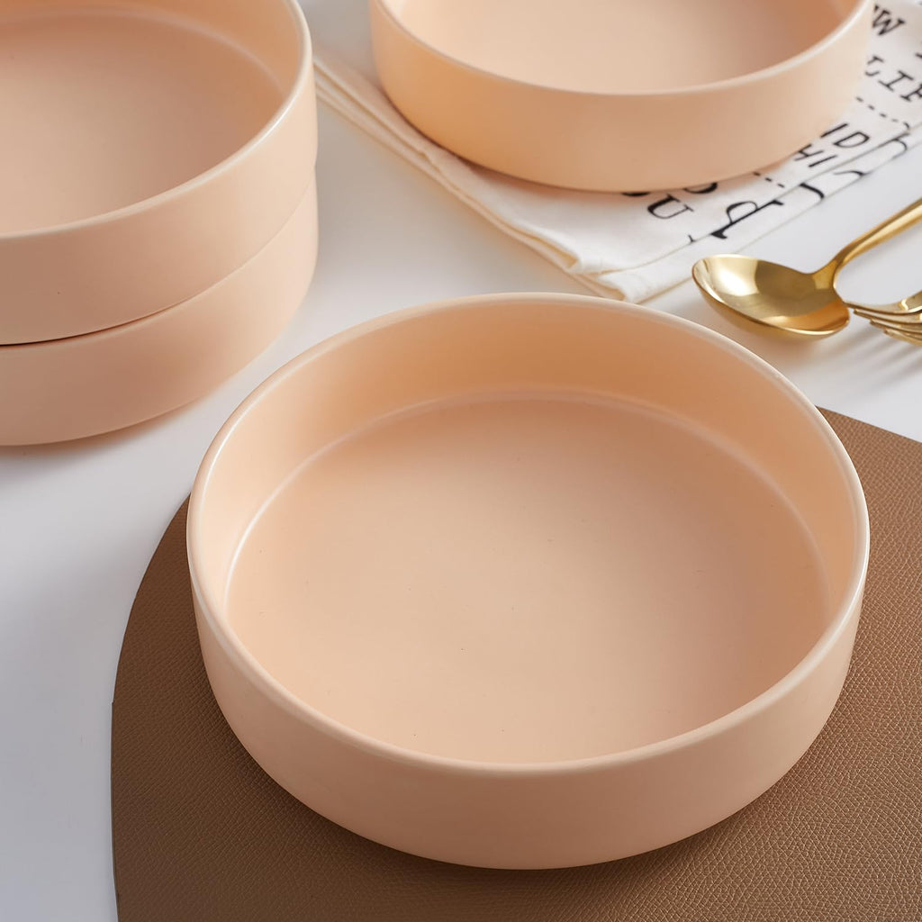 Stone Lain Stella Pasta Bowl 6-Piece Set, Round, Porcelain, Pastel Orange