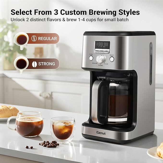 Gevi 14-Cup Drip Coffee Maker, Programmable Timer, 2H Warm, Strong Brew