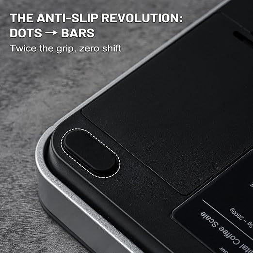 KitchenTour CaféMetric Coffee Scale with Timer 0.1g/2000g - Precision Small Scale for Espresso & Pour Over - Mini Scale with LED Display Recharge Black
