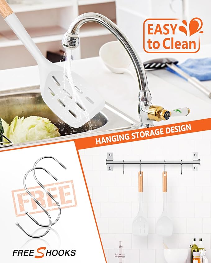 Badiano Silicone Spatula, Non Stick Turner for Cooking, Food Grade, White