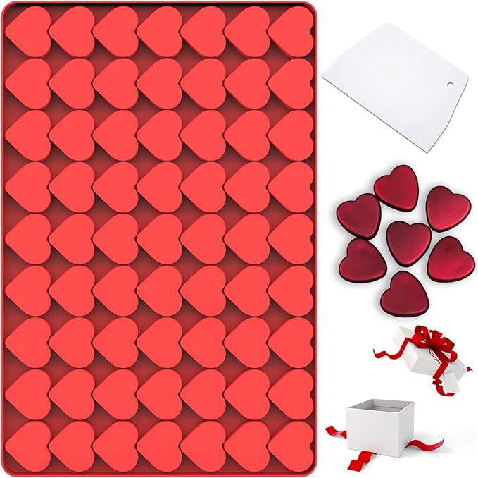 Amyandone Heart Silicone Mold, 63 Cavities Small Heart Chocolate Molds