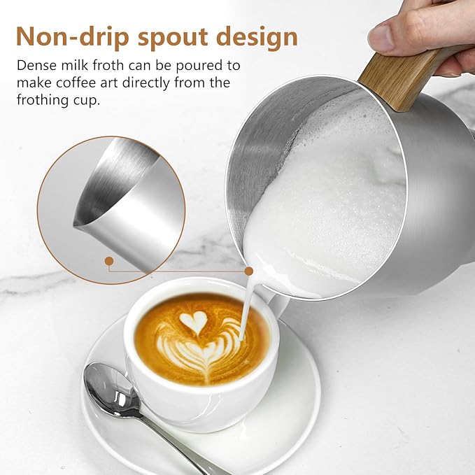 AMZCHEF 8-IN-1 Milk Frother and Steamer 550 Watts, 21 oz Split Stainless Steel Automatic Steamer, Milk's Warmer for Latte, Cappuccino, Hot and Cold Froth, Heated Milk, Hot Chocolate, Baby Food
