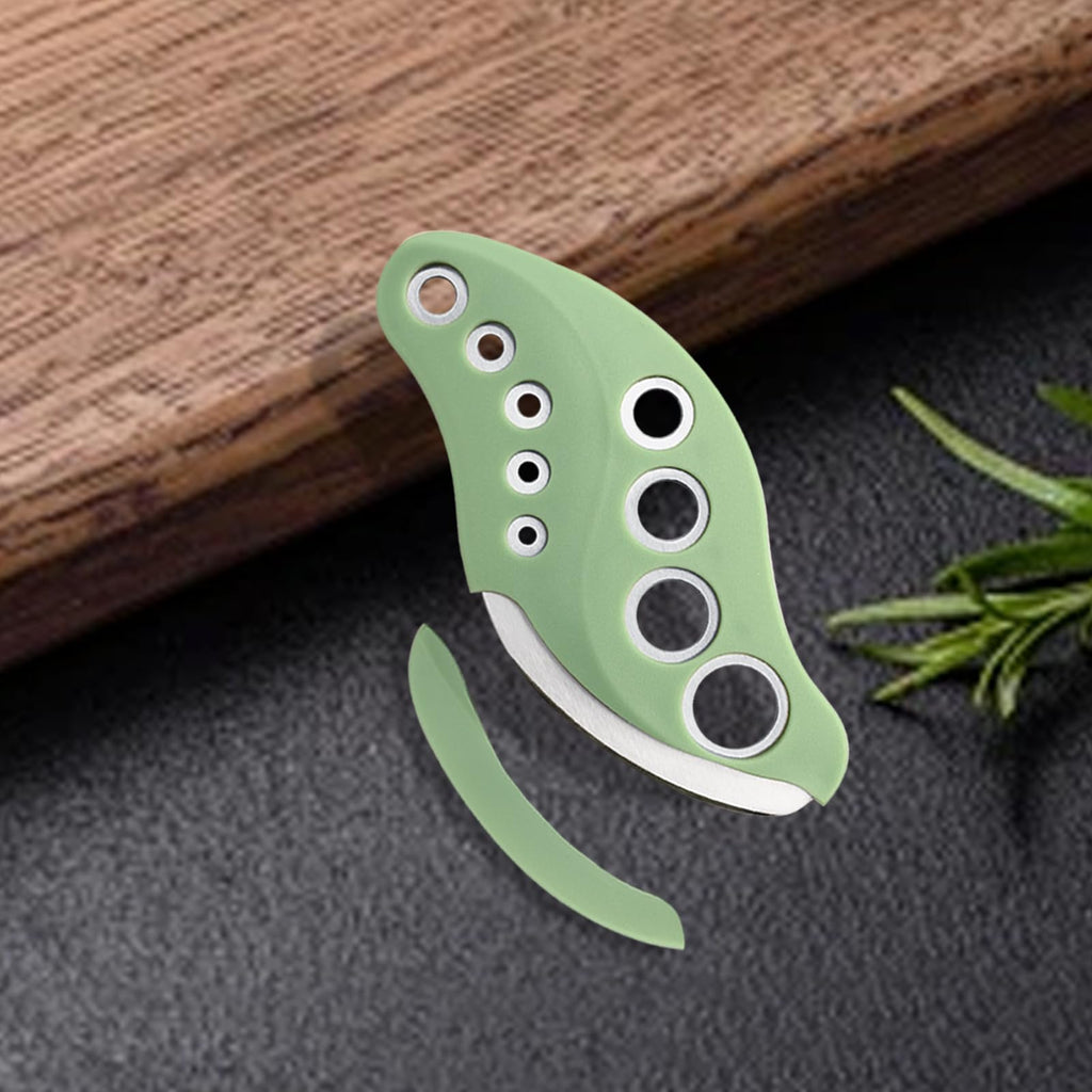 YAKAUEI 2 Pack Herb Stripper, Stainless Steel Herbs Leaf Stripping Tool, Herb Leaf Peeler 9 Holes Design for Collard Greens Thyme Basil Rosemary Stripper, Dishwasher Safe (Green)