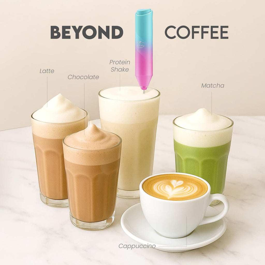 Zulay Kitchen Powerful Milk Frother Wand - Handheld Stainless Steel - Battery Operated Drink Mixer for Coffee, Lattes, Cappuccino, Matcha - Froth Mate Frother Gift - Bright Bubblegum