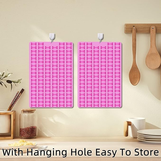 2 PCS Mini Silicone Molds, 212 Cavity Non-Stick Silicone Molds for Baking Biscuits, Cookie, Candy, Chocolate, Jelly Pet Treats Mold (Mini Dog Bone)