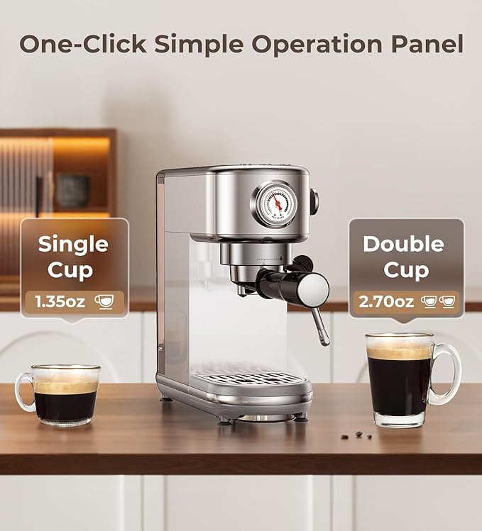 atatix Espresso Machine with Milk Frother, 20 Bar Pressure Espresso Maker