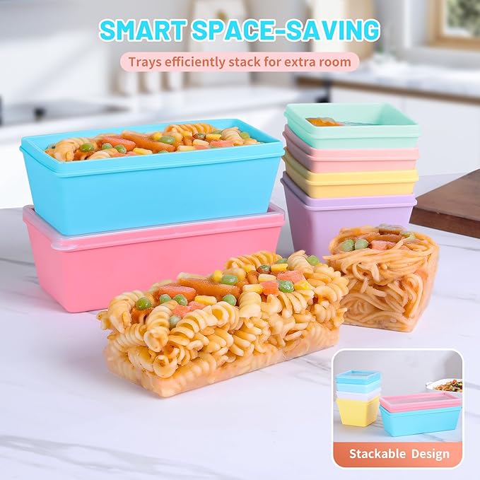 Gemice Silicone Freezer Molds with Lids, 6-Pack 1-Cup & 2-Cup