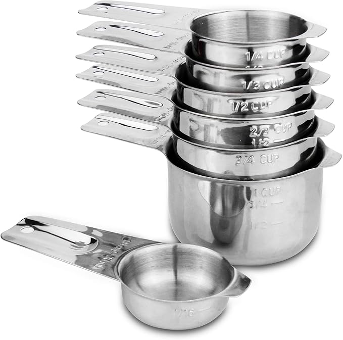 7-Piece 18/8 Stainless Steel Measuring Cups Set, Silver