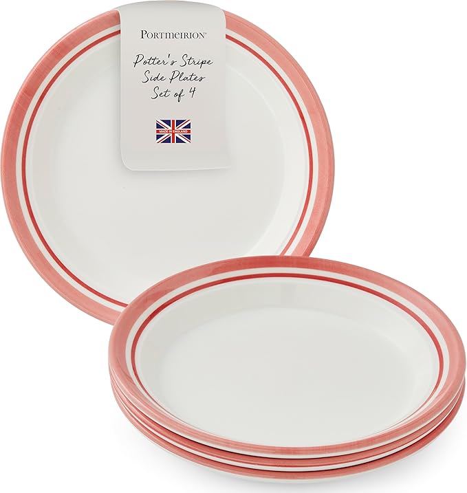 Portmeirion Potter's Stripe Salad Plate - Red, Set of 4