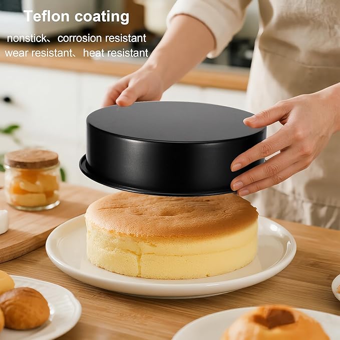 8 Inch Cake Pan, 3PCS Nonstick Baking Pans Set with 100PCS Parchment Paper