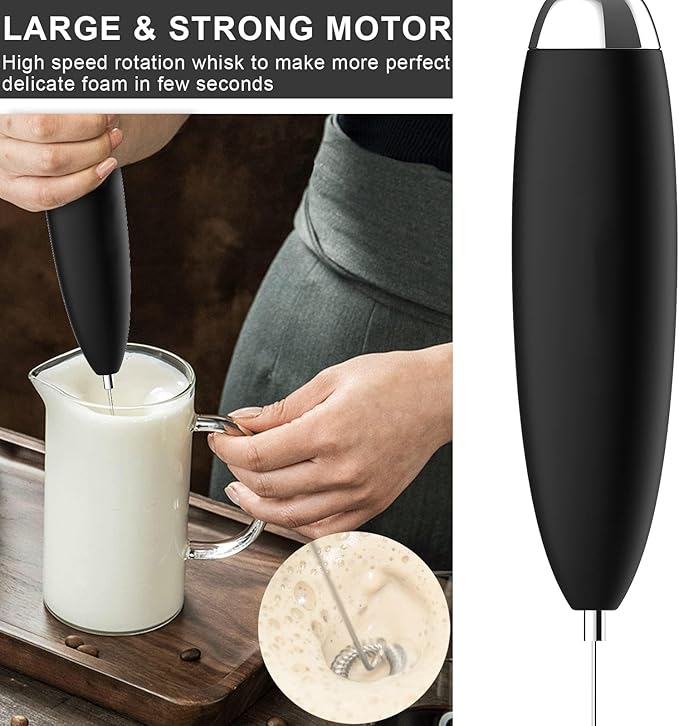Anteday Electric Milk Frother Handheld, Quality Frother Wand for Coffee, Battery Operated (Not included) Drink Mixer Matcha Whisk, Functionality Foam Maker for Frappe Hot Chocolate, Cappuccino, Lattes