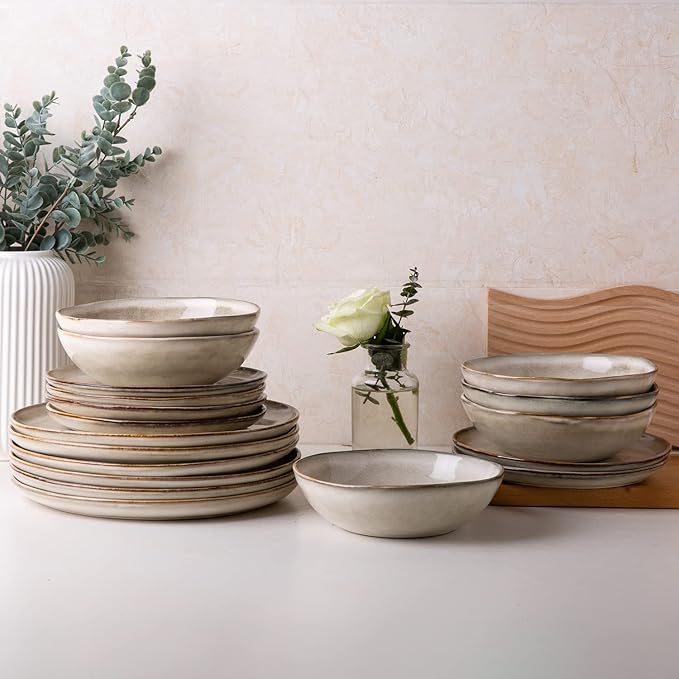 AmorArc Ceramic Dinnerware Sets for 4, 12Pcs Plates and Bowls Sets Dishes