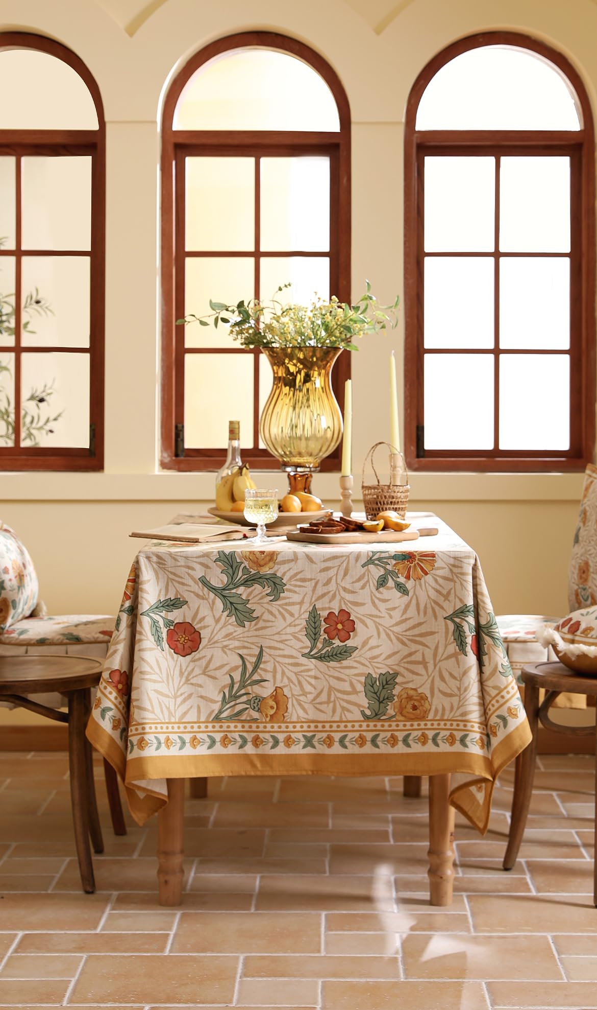 patdrea Vintage Linen Tablecloth,Rectangular,87"x55"-RosaSilvestre A