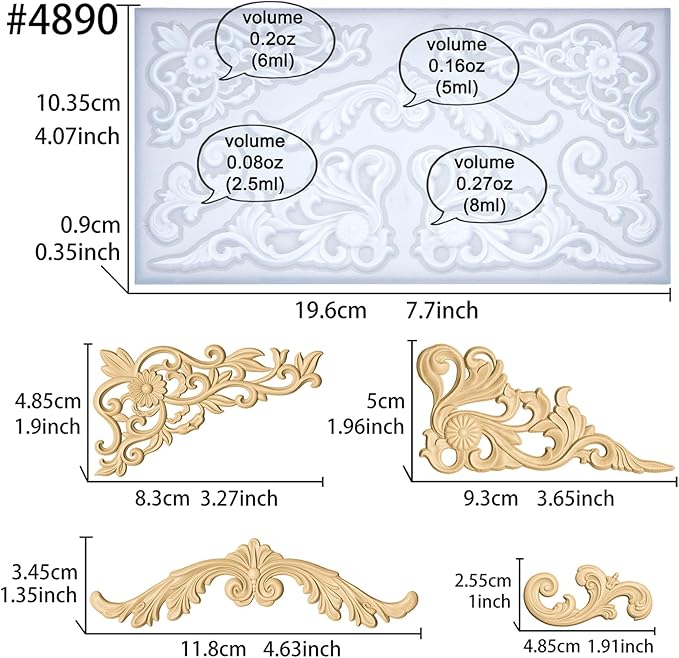 Art Molds Rococo Embellishment for Polyclay Air Dry Clay Plaster