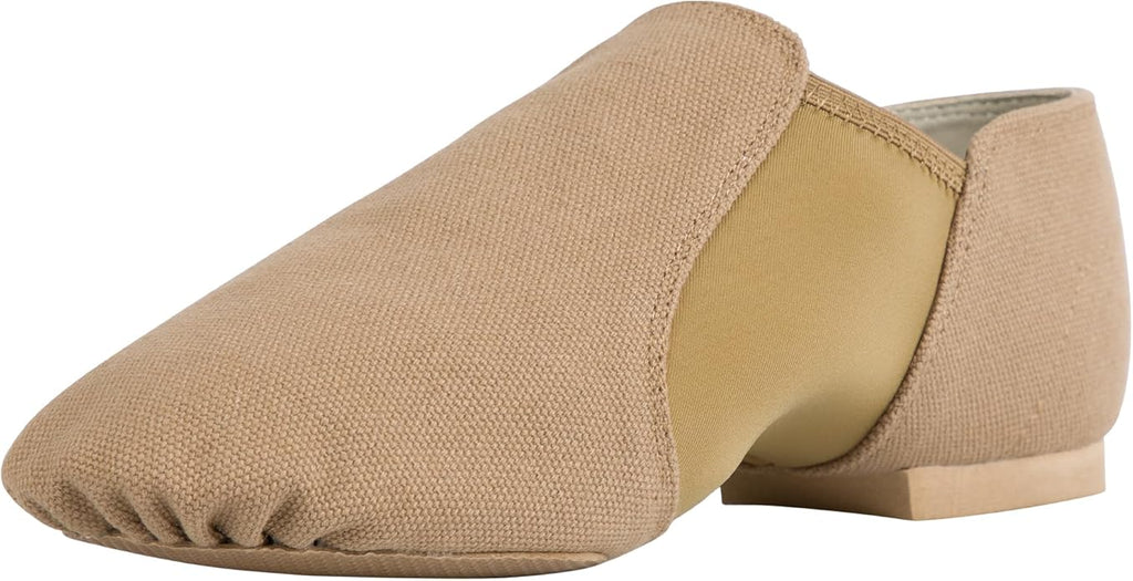 Linodes Unisex 09 Canvas Upper Slip-on Jazz Shoe for Women and Men's Dance Shoes-Brown 8M