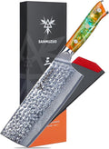 SANMUZUO 7“ Nakiri Knife - Hammered Damascus Steel & Resin Handle - YAO Series