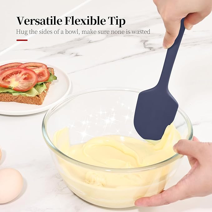 Lilybeam 600ºF Heat Resistant Large Baking Silicone Spatula, Midnight Blue