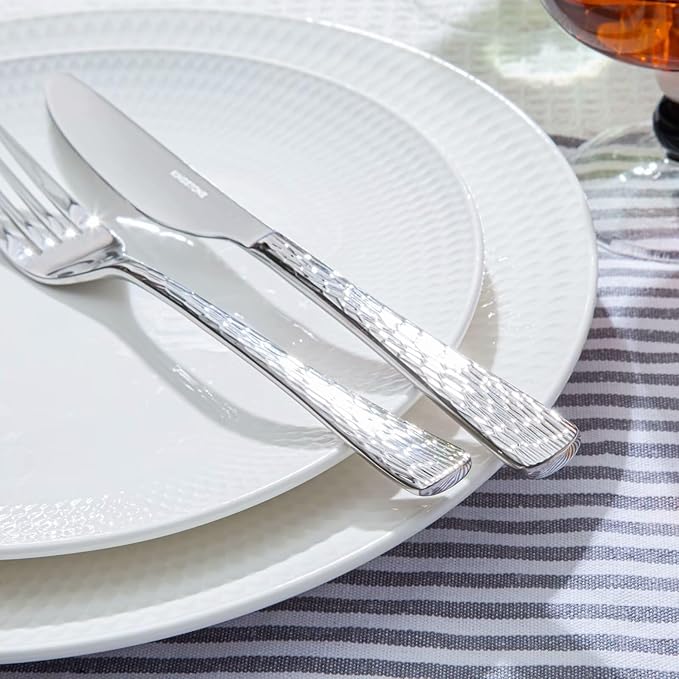 Silverware Set with Serving Utensils, 65 Piece Flatware Set, 18/10 Steel