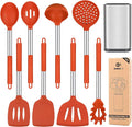 Silicone Cooking Utensils Set, 8 Pcs Kitchen Utensils with Holder, Red