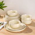 AmorArc Stoneware Dinnerware Sets for 4, 12Pcs Plates and Bowls Sets Dishes