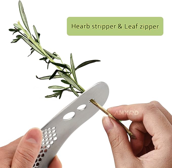 AMXRD Stainless Steel Garlic Press Rocker & Silicone Garlic Peeler