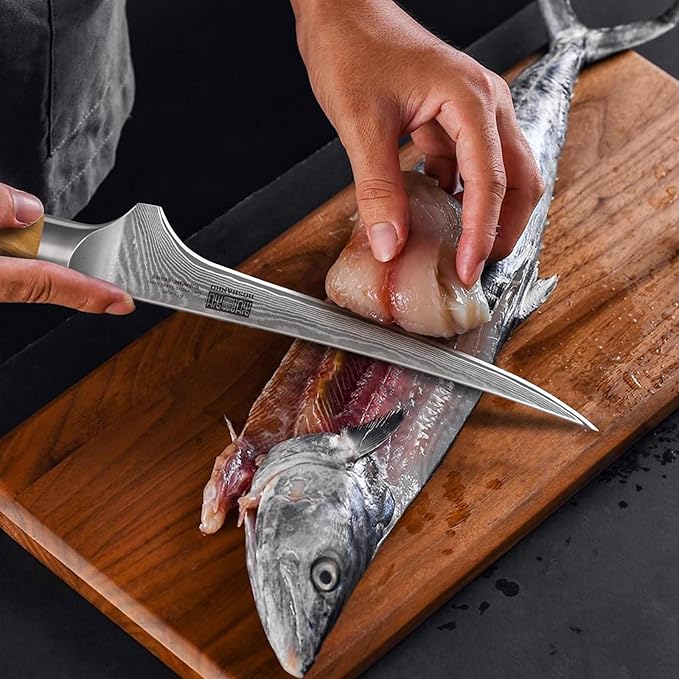 HOSHANHO Damascus Fillet Knife 7", Sharp Filet Knife for Boning Fish & Meat
