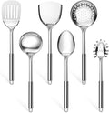 E-far Stainless Steel Kitchen Utensil Set of 6, Metal Cooking Utensils