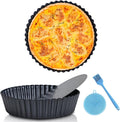 2 Pack 9.5 Inch Pie Pan with Removable Bottom for Baking Deep Quiche Dish