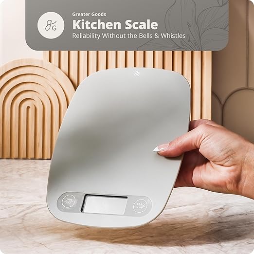 Greater Goods Food Scale, Slim & Compact Build, 1g Precision (Ash Gray)